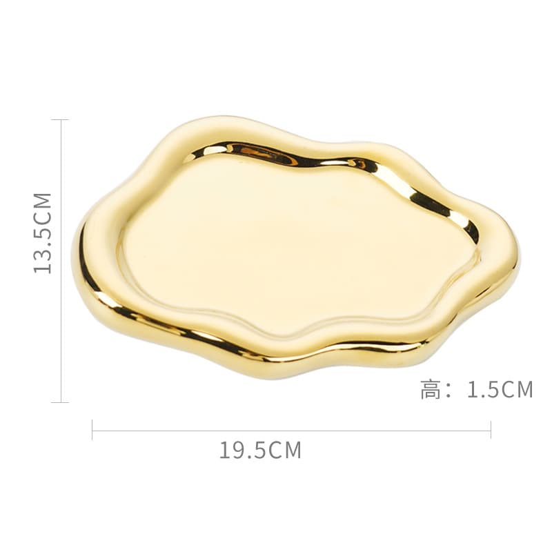 ins Creative Ceramic Pendulum Storage Display Plate Electroplated Silver Tray Internet Celebrity Same Style Light Luxury Ceramic Jewelry Ornaments