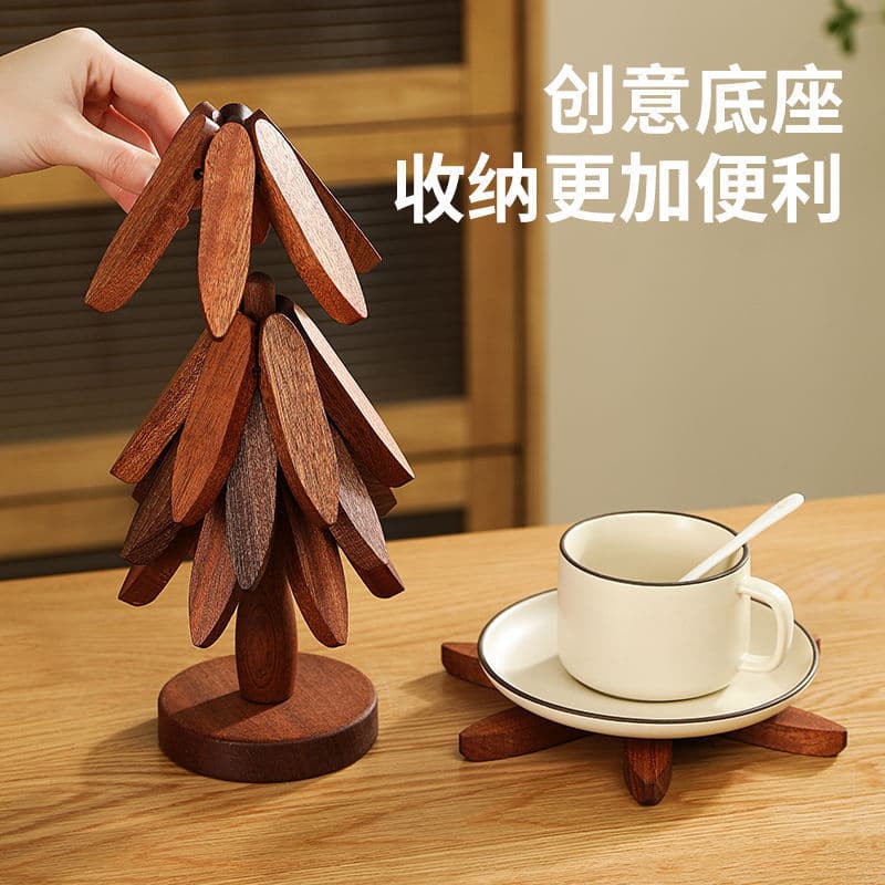 Solid wood heat-insulating mat, cross-border placemat, anti-scalding mat, one tree, household high-temperature resistant coaster, creative casserole mat, high-end feel