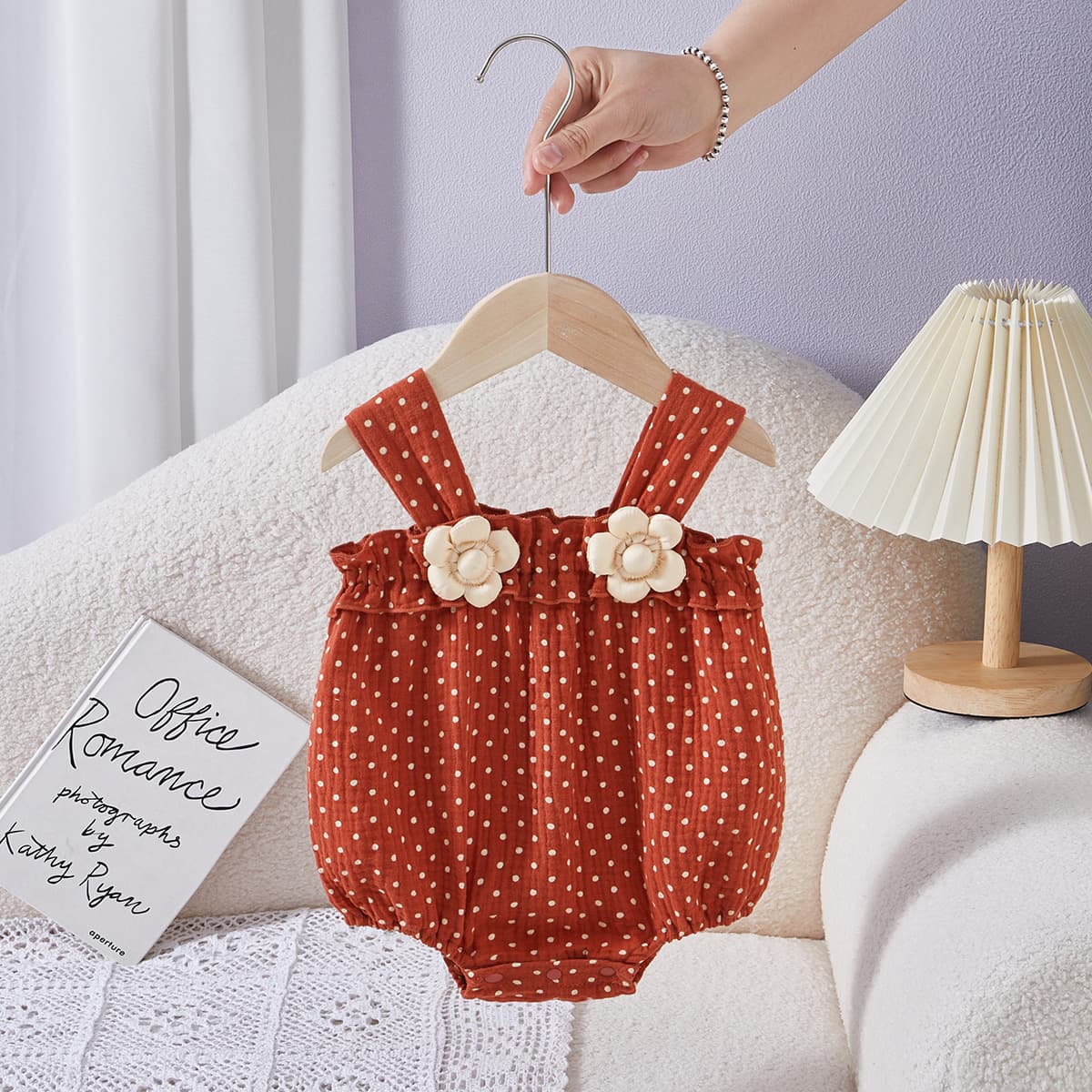 Baby summer clothes, suspender bodysuit, stylish floral thin romper for baby girls, breathable crawling suit