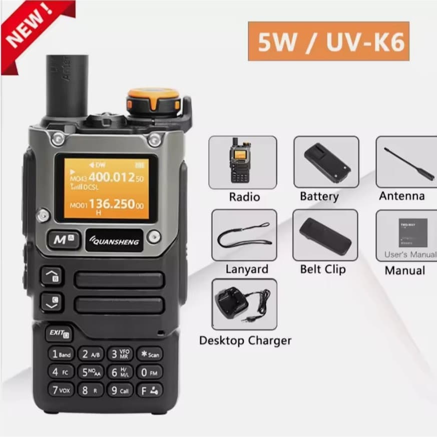 Quansheng UV-K6 walkie-talkie, outdoor 20km range handheld, camping, self-driving tour, trekking, one-button frequency pairing, K58 handheld radio.
