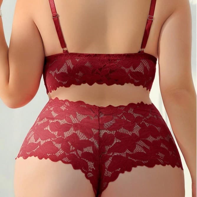 European and American cross-border foreign trade plus size sexy lingerie lace see-through seductive sleepwear loungewear women's sets