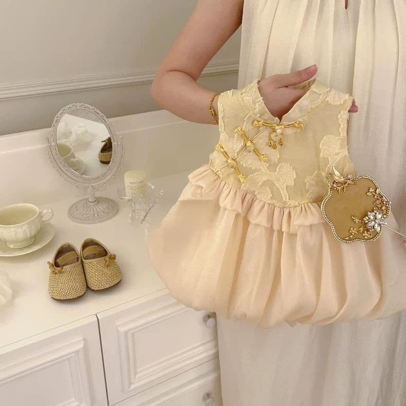 Original Girls Summer Dress New Chinese Cheongsam Birthday Baby Gown