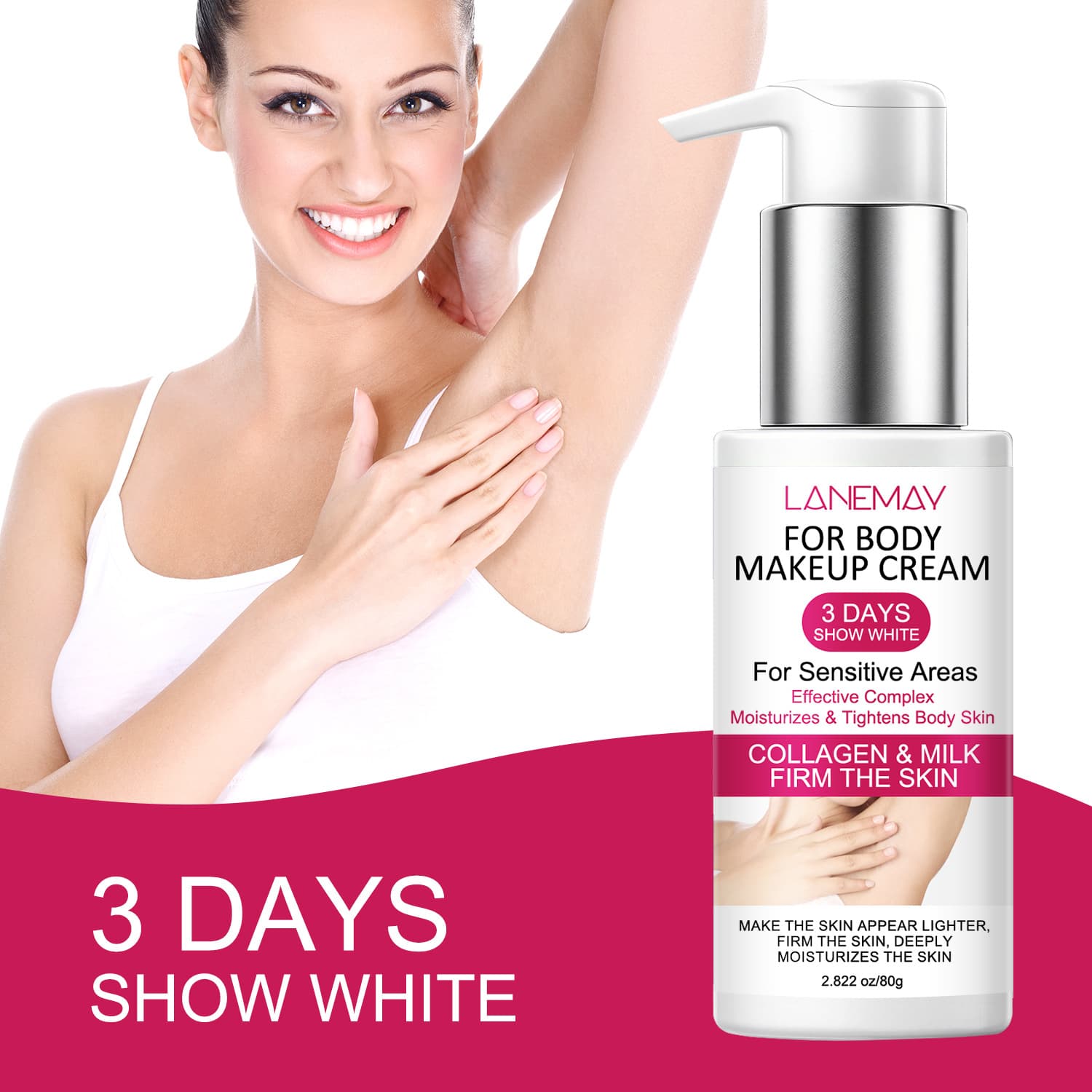 LANEMAY Collagen Milk Body Cream - Gently cares for delicate areas, nourishes and firms skin. 80g
