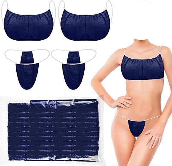 Disposable Non-Woven Bra Non-Sweat Sauna Beauty Salon Thong Disposable Bra Set Multicolor