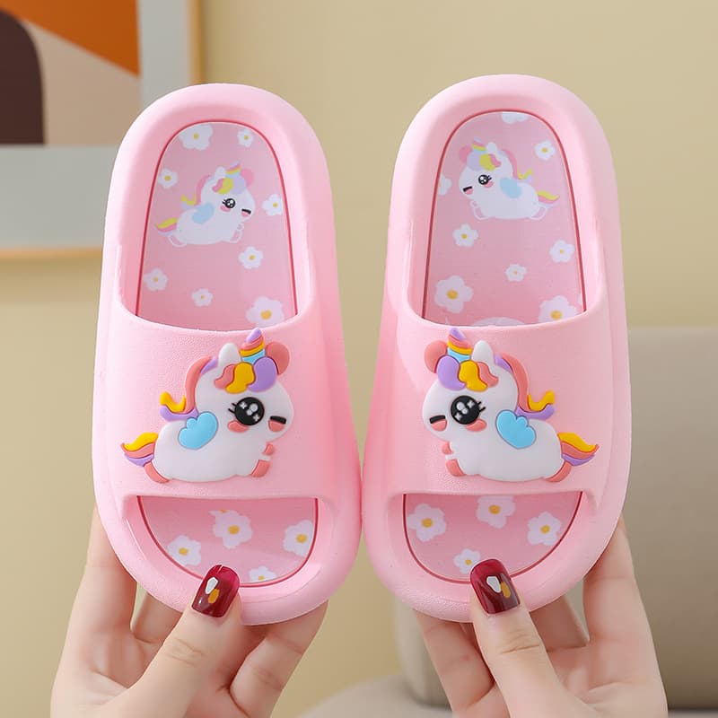 Summer Home Indoor Bathroom Anti-Slip Cartoon Unicorn Kids Girls Baby Sandals Slippers