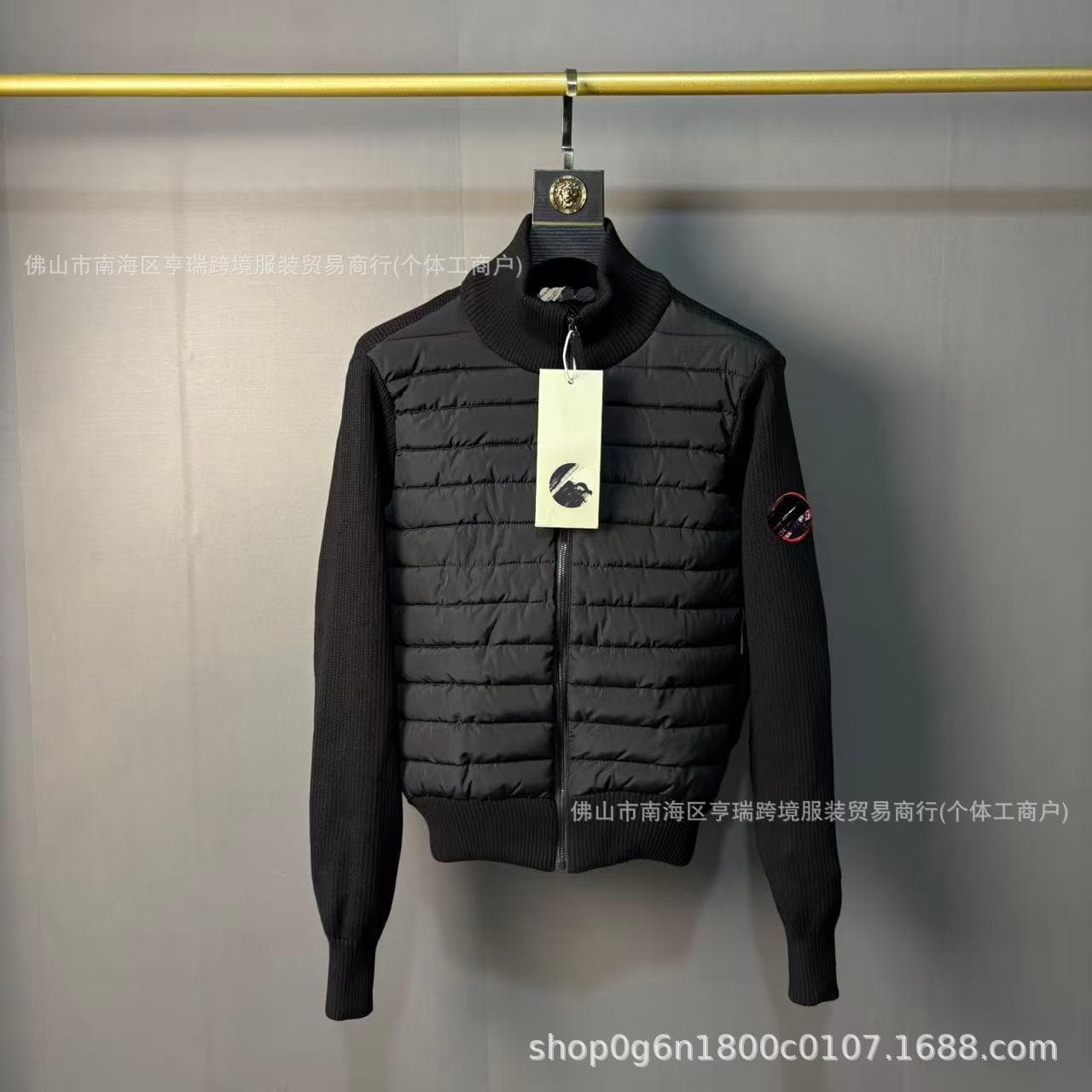 New European Style M Brand Knitted Patchwork Casual Down Jacket for Men, White Duck Down Warm Fashionable Slim Fit Down Coat