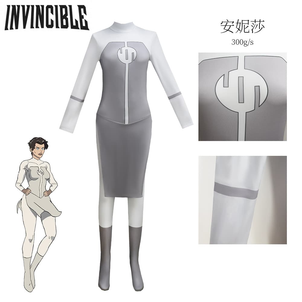 Invincible Anissa Cos Costume Omni-Man Bodysuit Hero Cape Full Set