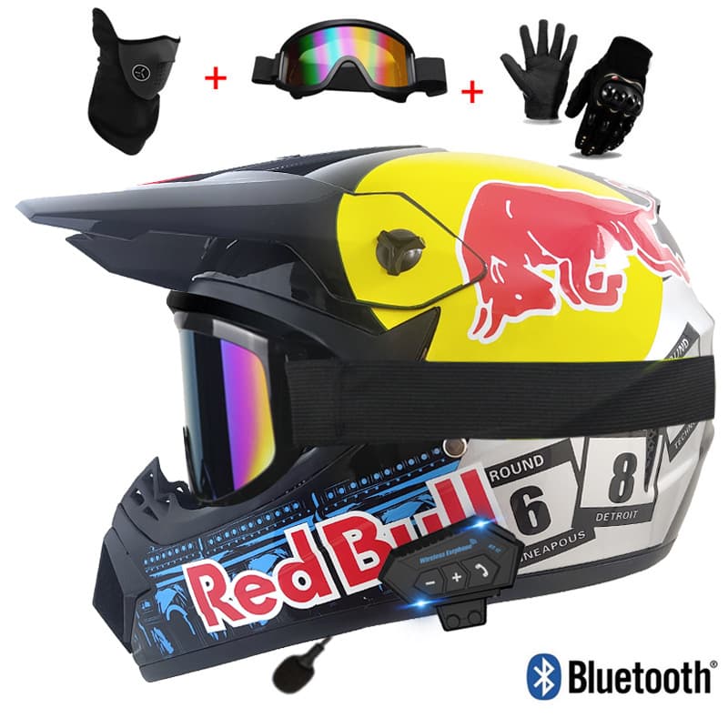 Off-road Downhill Mountain Bike Racing Full Face Helmet with Bluetooth