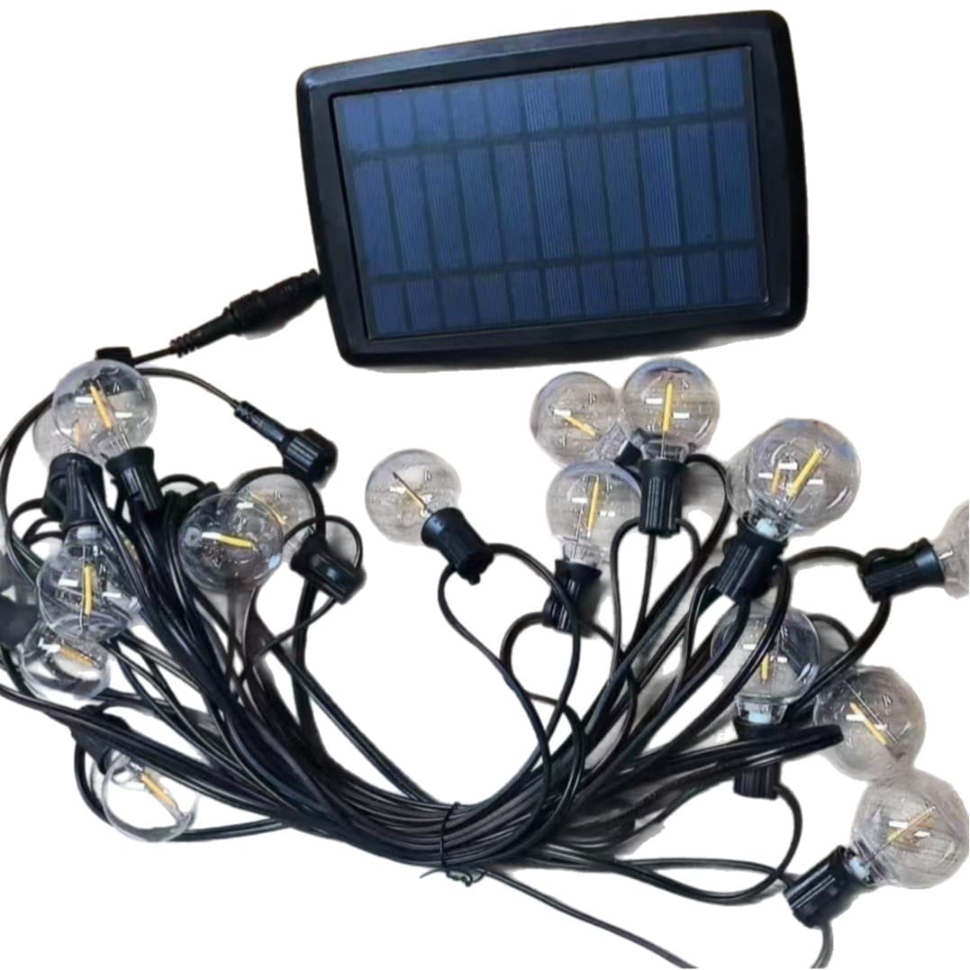 Solar Charged Outdoor String Lights G40 LED Christmas Festival Lights, Waterproof Star Lights