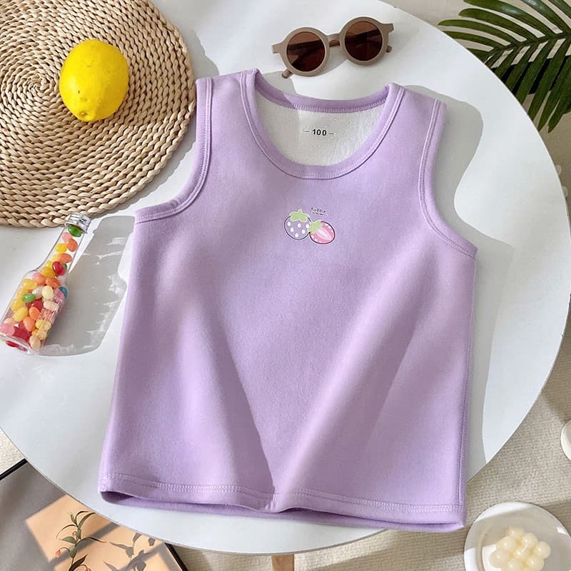 New autumn/winter children's fleece-lined, thickened, seamless wool vest for boys and girls, stylish cashmere cotton underwear