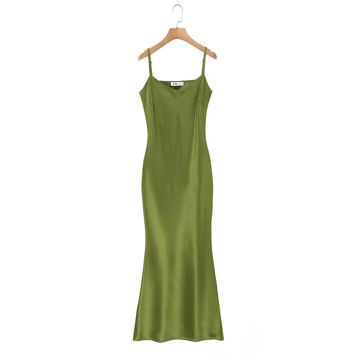 Happyhut French-Style Spicy Girl Dress 9554 Heavyweight Double-Sided Satin V-Neck Mermaid Strap Dress Plus-Size Women's Clothing