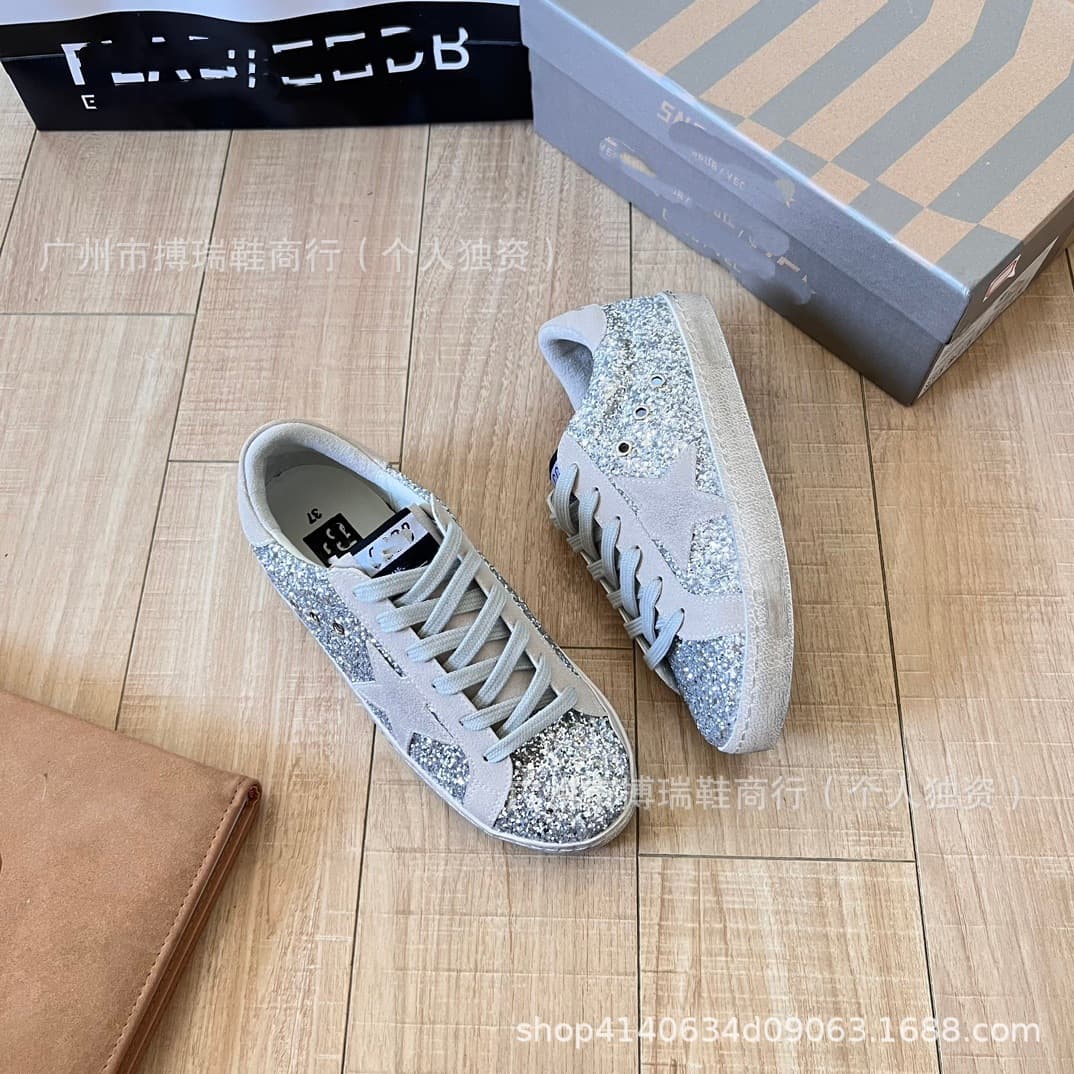 GD Vintage Distressed Sneakers Genuine Leather Star Shoes European American Couples Board Shoes