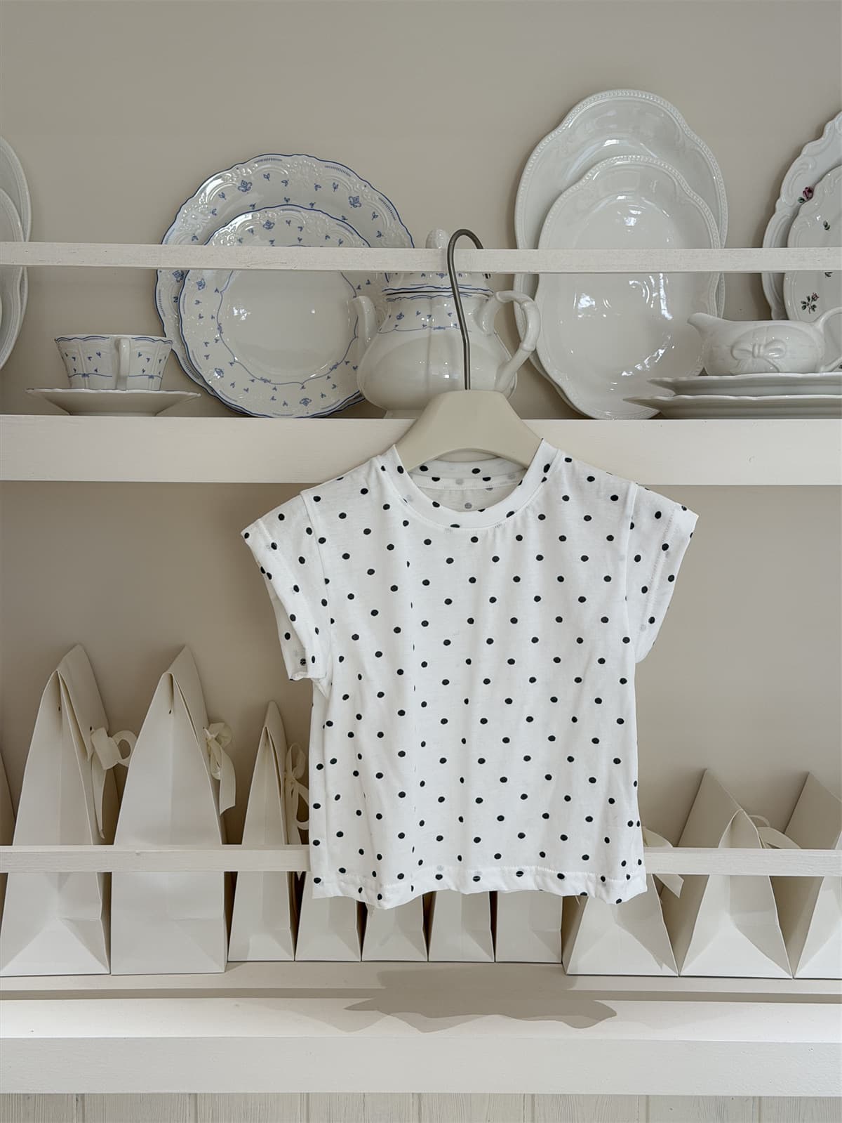 Hua Yu Xun Girls Short Sleeve T-Shirt 2026 Summer New Polka Dot Short Sleeve T Versatile Sweet Loose Kids Top Trendy