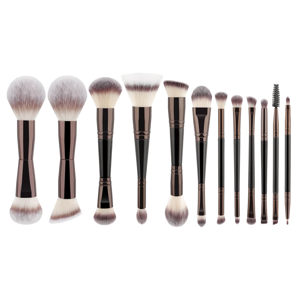 12 Dual-Ended Portable Makeup Brushes, Powder Blush Eyeshadow Multi-Function