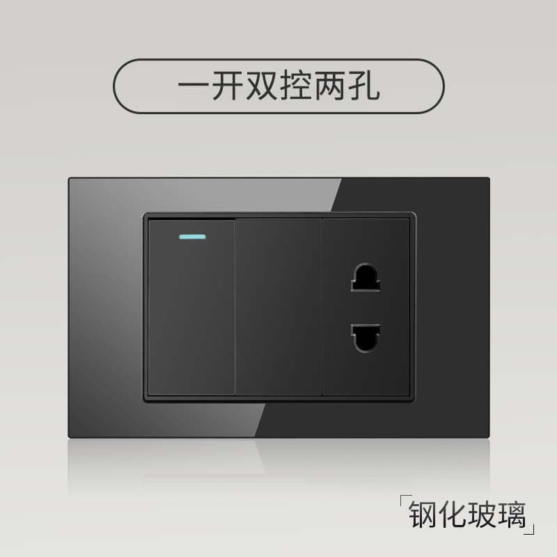 Taiwan US Standard USB Fast Charge Tempered Glass 16A Switch Socket Black 110V-250V Socket Panel Export