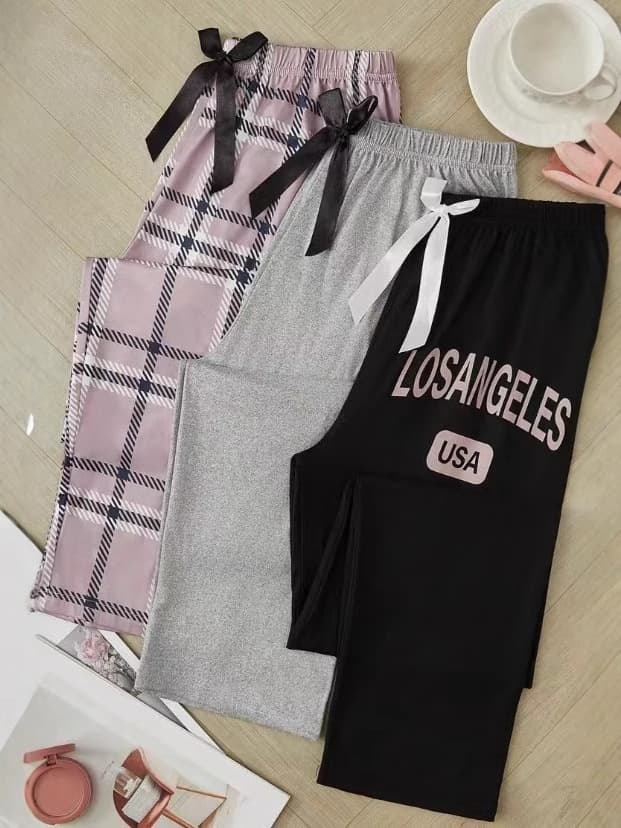 European American Hot Selling Casual Printed Long Pants 3-piece Set Women's Straight Pants