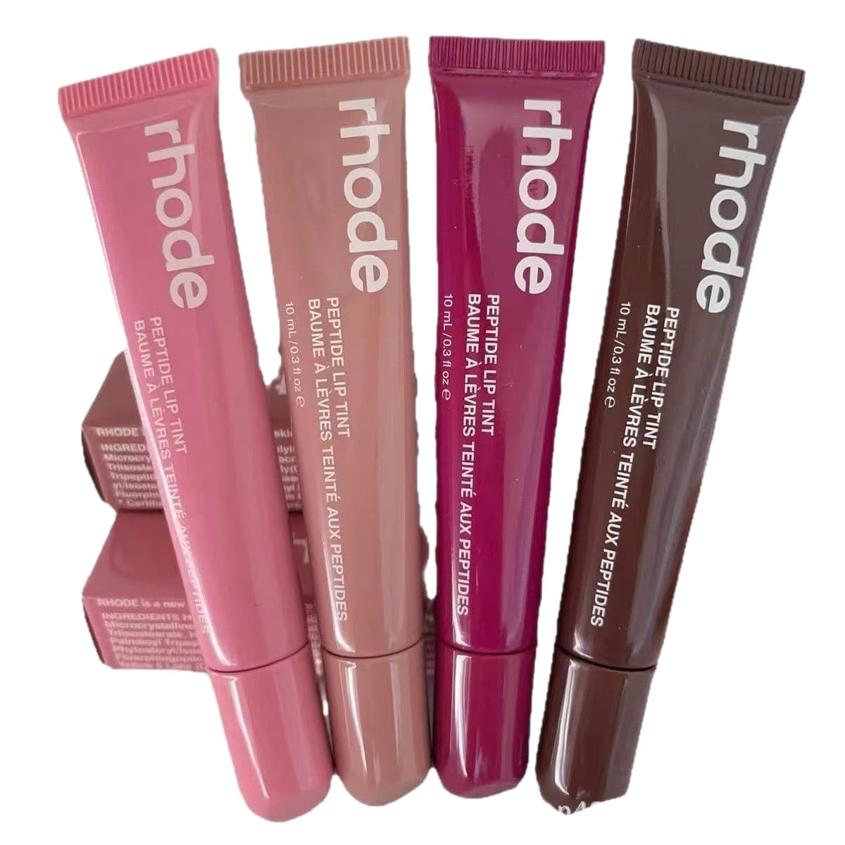 rhode Hailey Colored Raspberry Ribbon Toast Espresso Lip Gloss 4-Piece Set