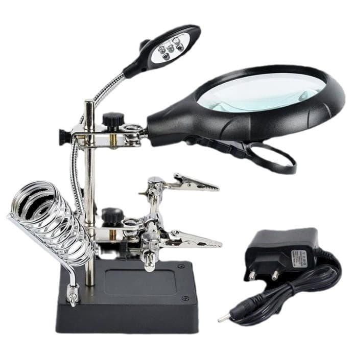 10x magnifying glass for desk lamps, welding, and three magnification options; multi-functional bracket magnifying glass for LED lighting, repair, and inspection.
