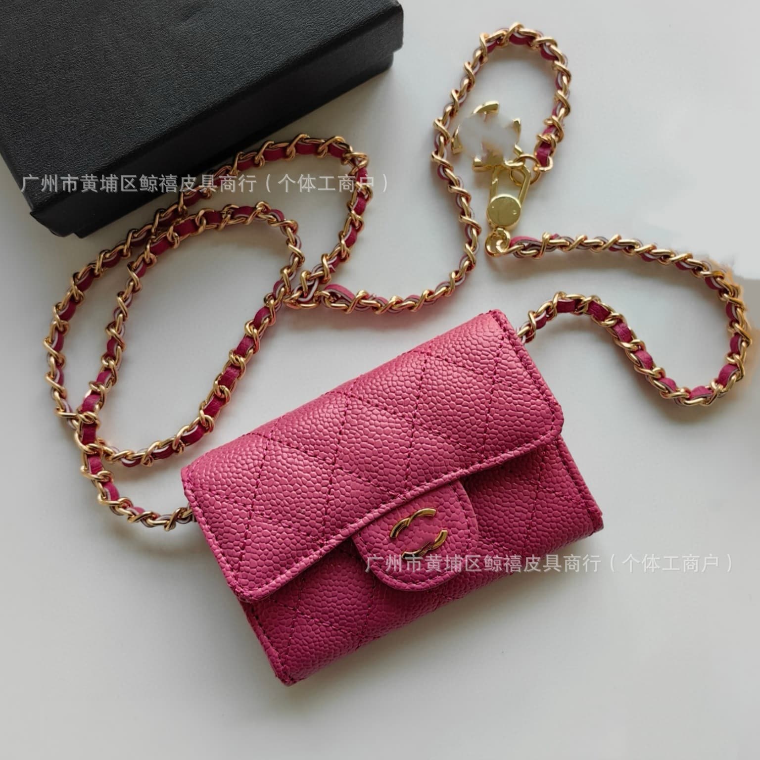 Chanel Classic Flap Leather Mini Caviar Chain Coin Purse, Quilted Waist Bag, Card Holder
