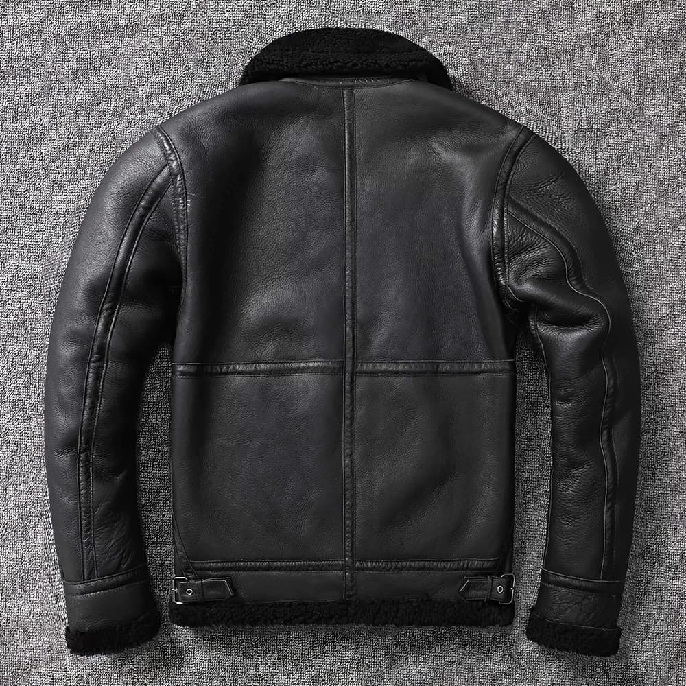 Genuine Sheepskin Leather B3 Bomber Jacket for Men, Plus Size Thick Warm American Style