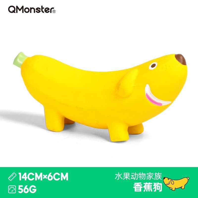 Qmonster Sound-Making Toy Latex for Small and Medium-Sized Dogs, Fruit Banana Dog Pear Duck Bite-Resistant Pet Toy