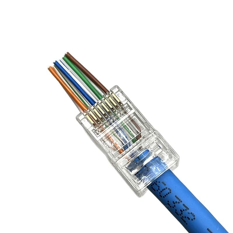 Gold-plated category 6 Double Row Hole Gigabit Perforated Network Crystal Head cat6 through Hole rj45 Network Cable Connector 100 Pieces
