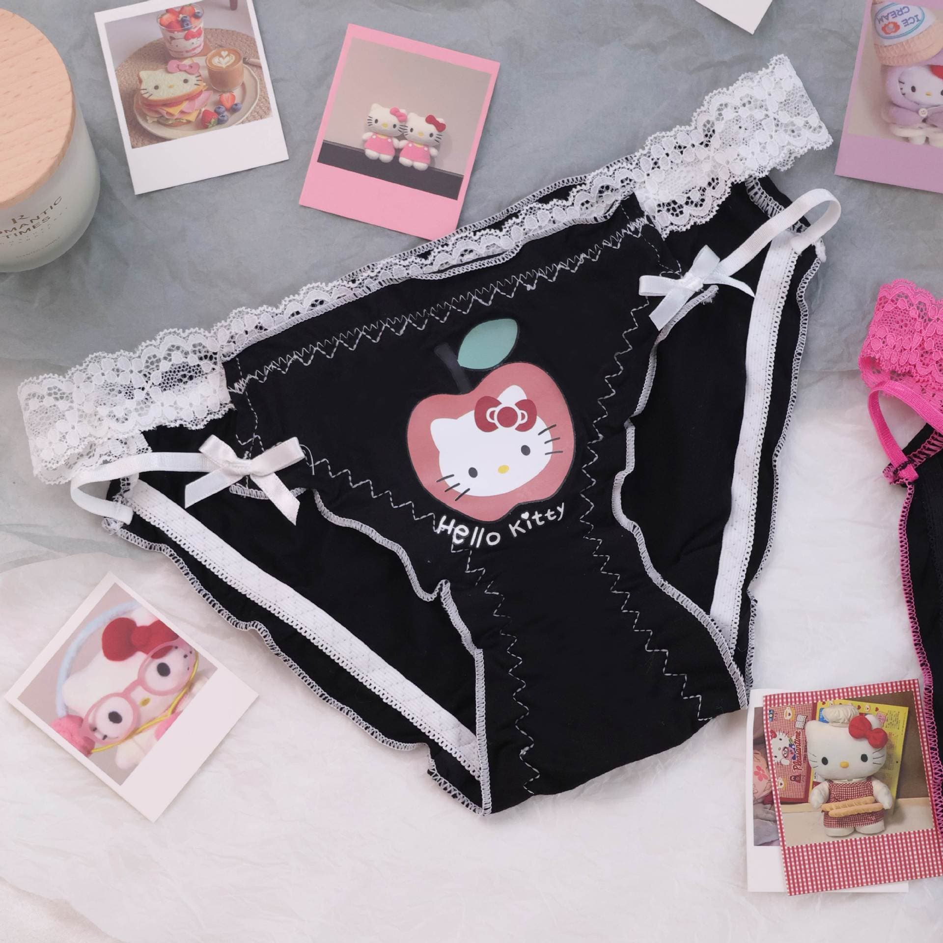 Kitty Sweet Japanese Style Girl Low Waist Seamless Panties Women Lace Sexy Low Waist Pure Cotton Crotch Triangle Panties