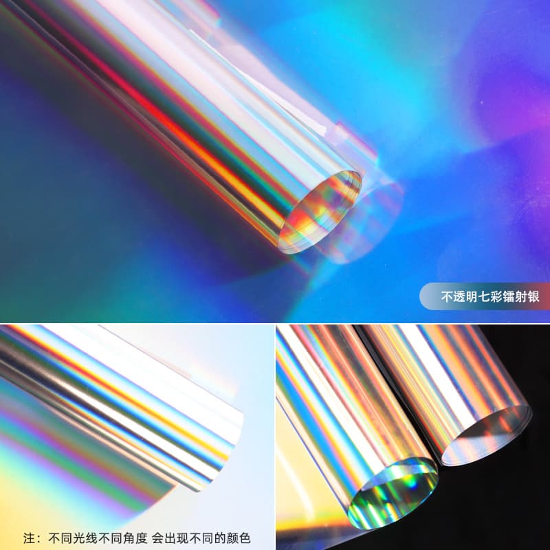 Holographic Film Iridescent Laser Paper Rainbow Cellophane Sticker Transparent Epoxy Craft Rainbow Film Color Transparent Sticker