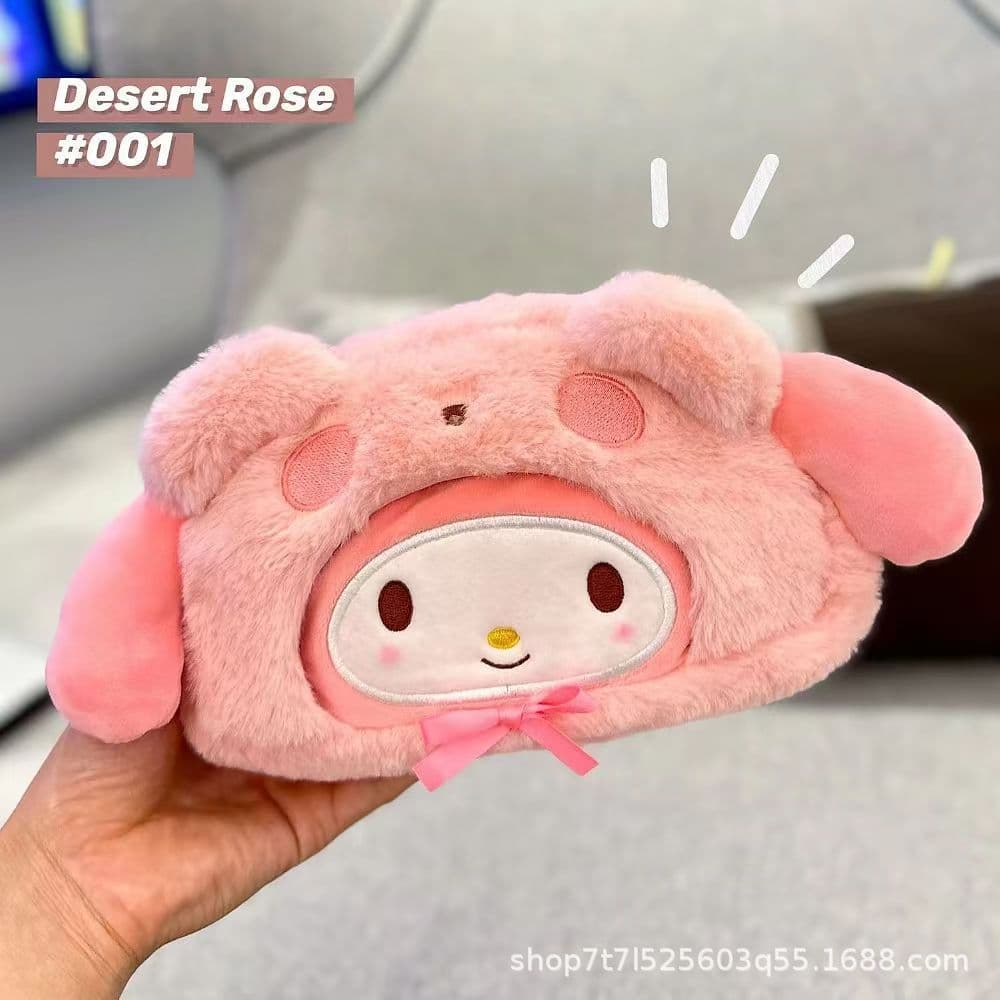 Plush Sanrio New Cinnamoroll Kuromi Large Capacity Stationery Pencil Case Student Organizer