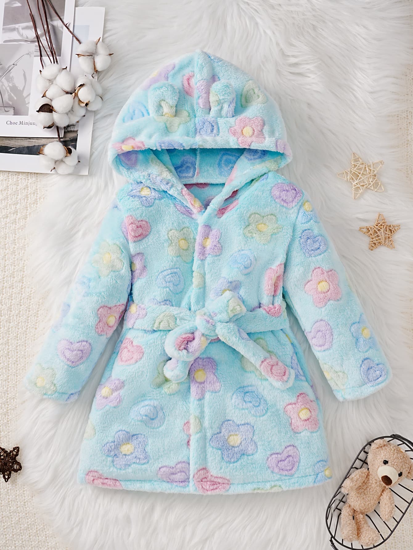 Children's Flannel Bathrobe, Thick Coral Fleece Sleepwear for Baby Boys and Girls, Autumn Winter All-Season Robe