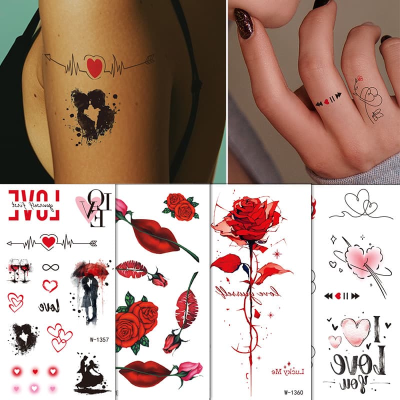New cross-border trade temporary tattoo stickers, waterproof and sweatproof, perfect for Valentine's Day, cute and disposable. Available on Amazon.