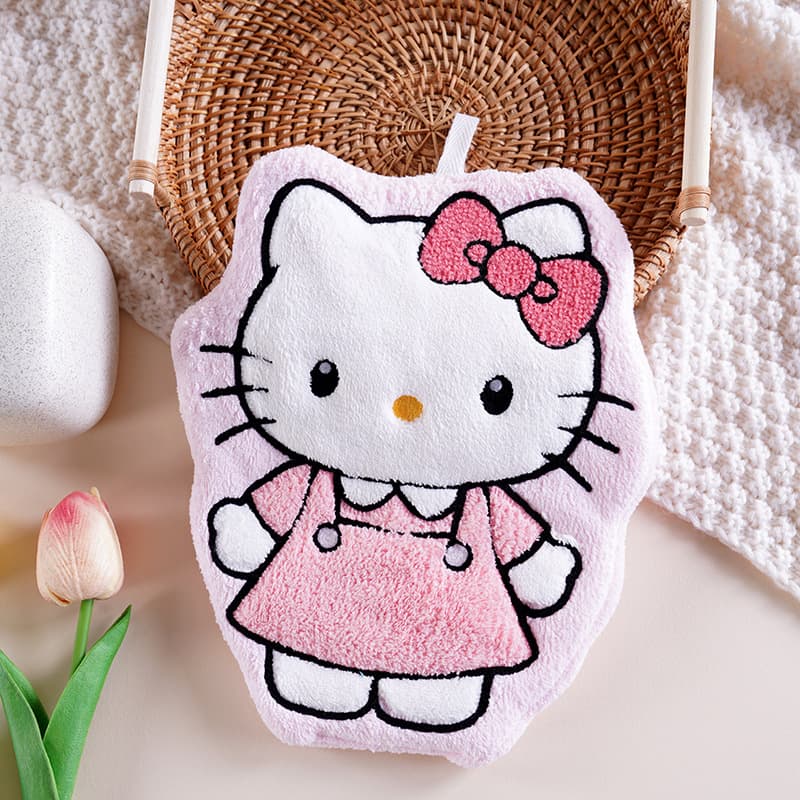 Cute Cartoon Cat Hanging Hand Towel, Thick Absorbent Soft Coral Velvet Towel Wholesale