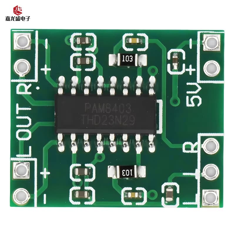 Green PAM8403 Amplifier Board Class D 2x3W Ultra-Mini Digital Amplifier Board 2.5~5V USB Power Supply