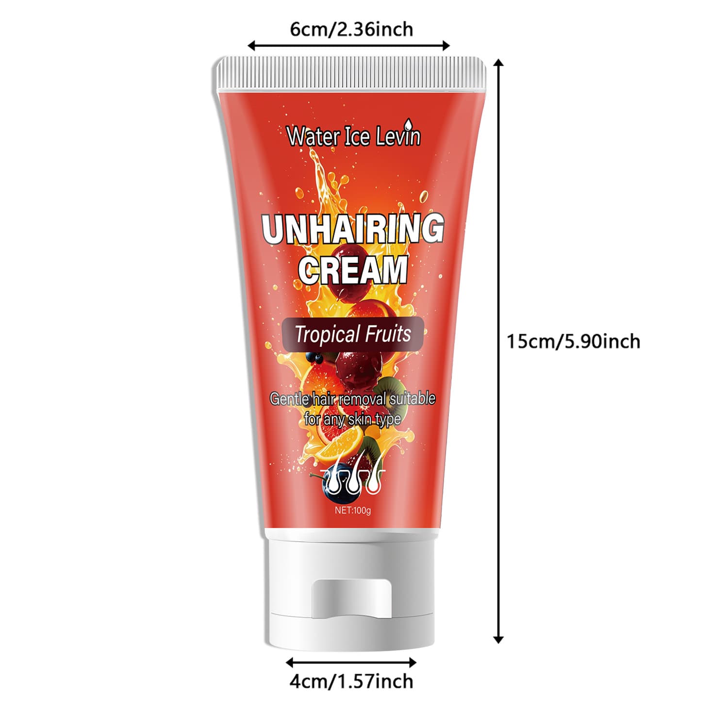 Water Ice Levin Gentle Hair Removal Cream, for Lips, Arms, Legs, Bikini
