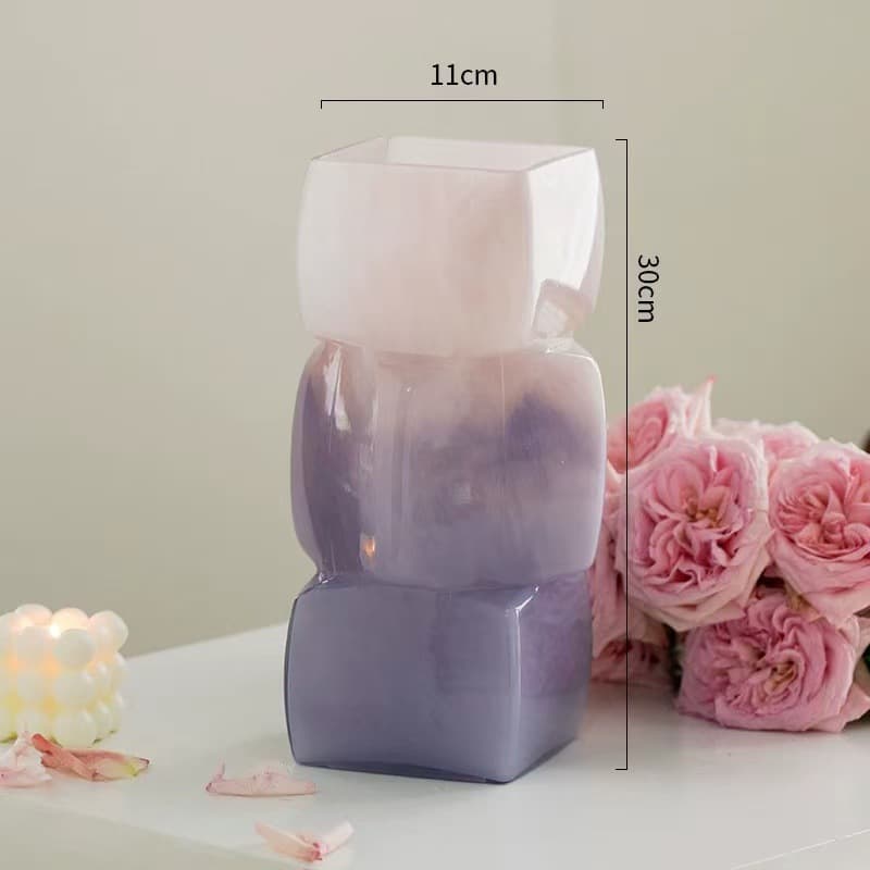 Coloured glazed square vase with high color value for home guest restaurant bedroom model room vase flower arrangement high-grade decoration
