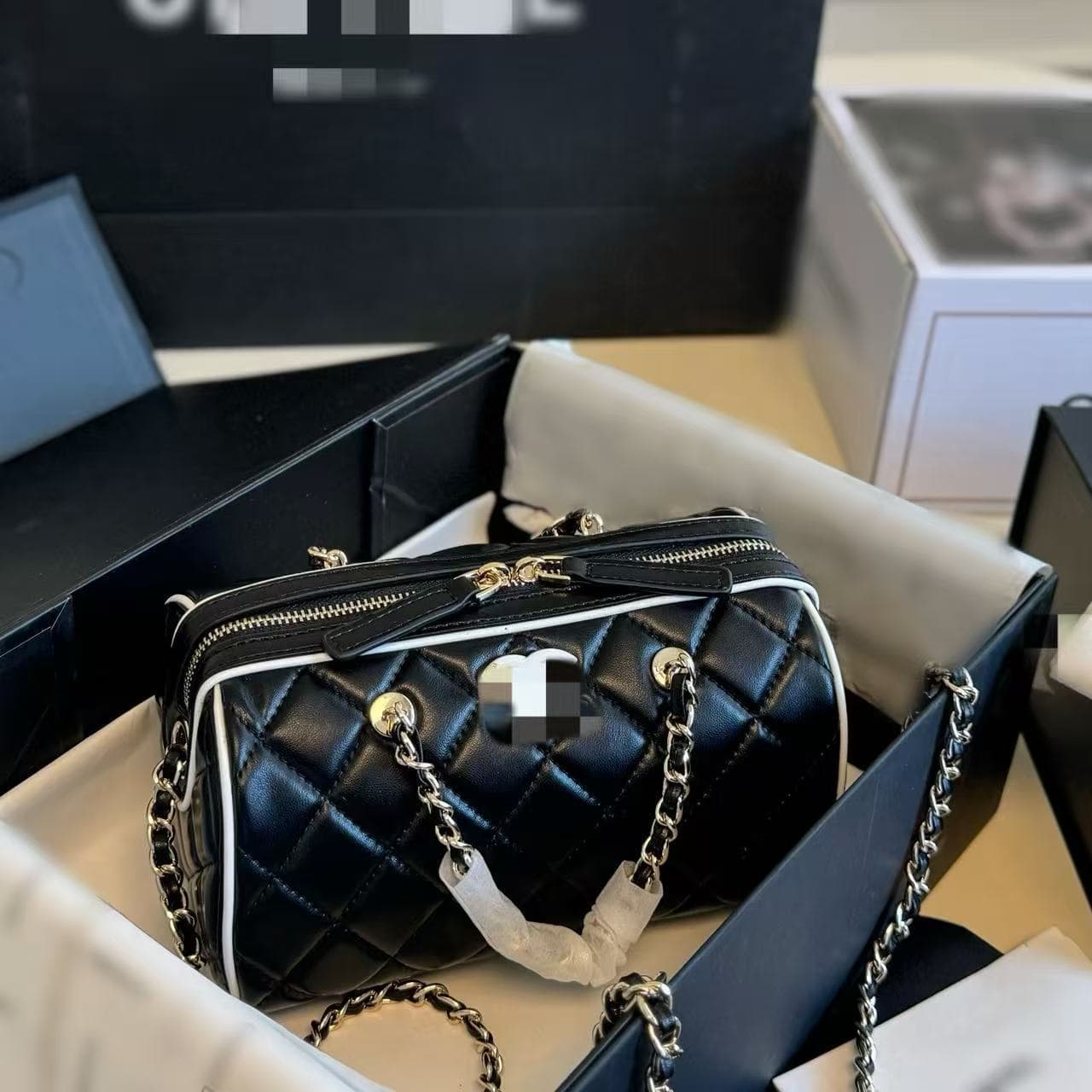 Xiaoxiangjia's New 25P Cartoon-Style Panda Bowling Bag Chain Bag Pillow Handbag Crossbody Women's Boston Bag