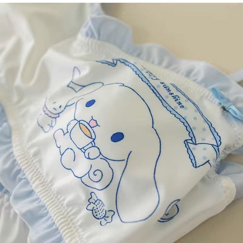 Teen Cute Cartoon Kuromi Bra Set Sweet Fresh Wireless Thin Student Cinnamoroll Underwear