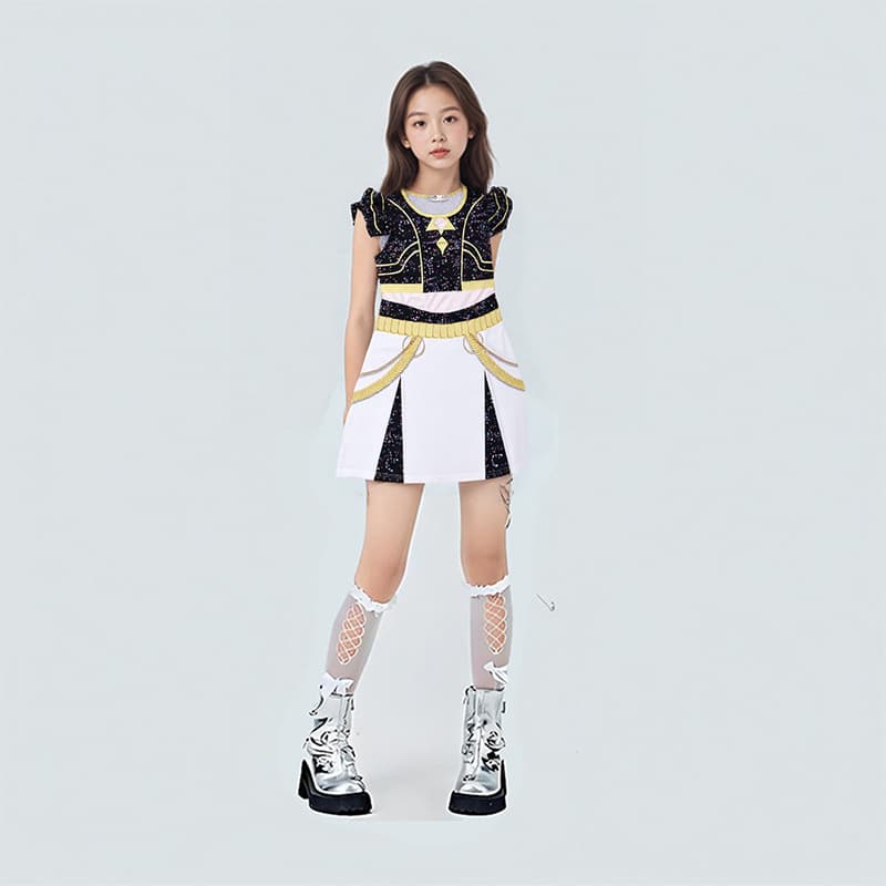 K-POP Witcher Girls cosplay outfits, Lumizo and Mira mini skirts, Korean girl group children's stage performance costumes.