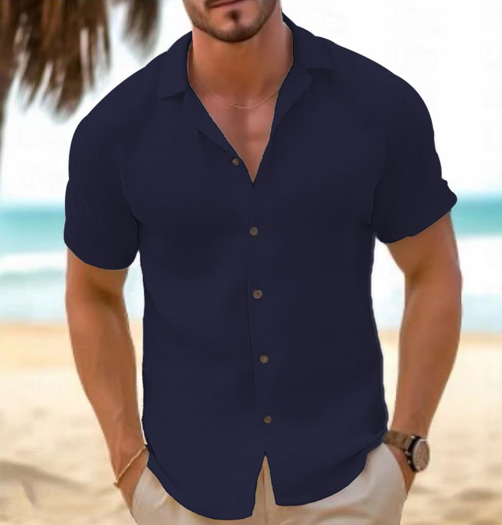 2024 Summer New Men's Beach Cardigan Short Sleeve Cross-Border Hot Sale New Product Hot Selling...