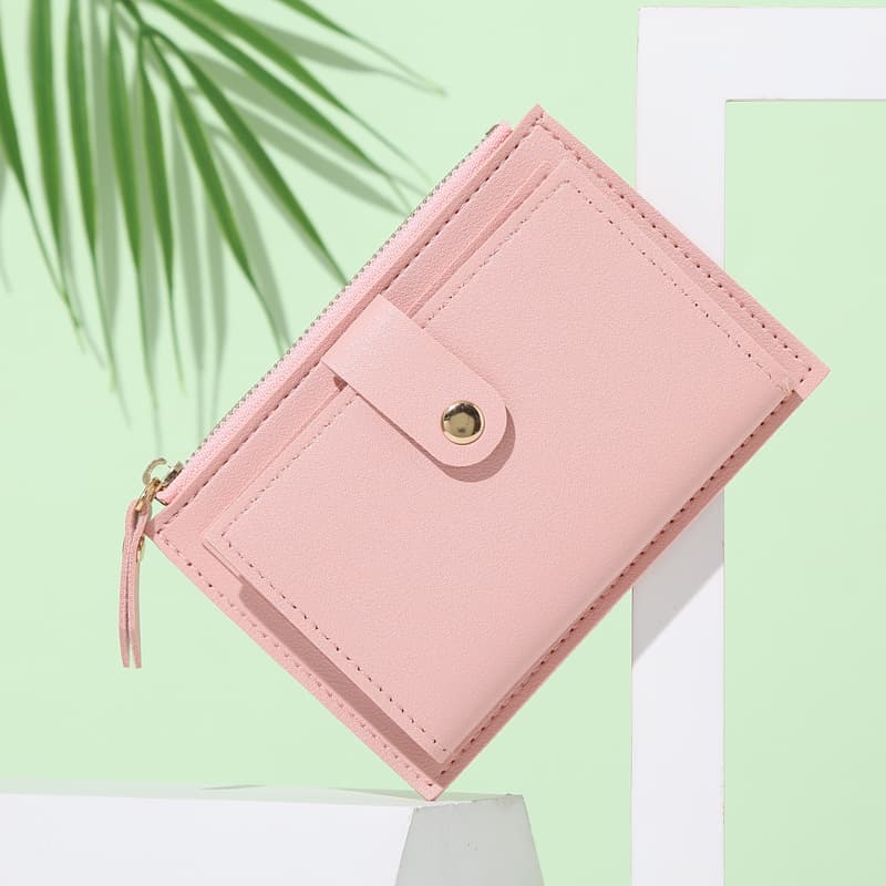 New women's wallet, short wallet, summer slim style, cute and simple student coin purse, niche design, custom logo.