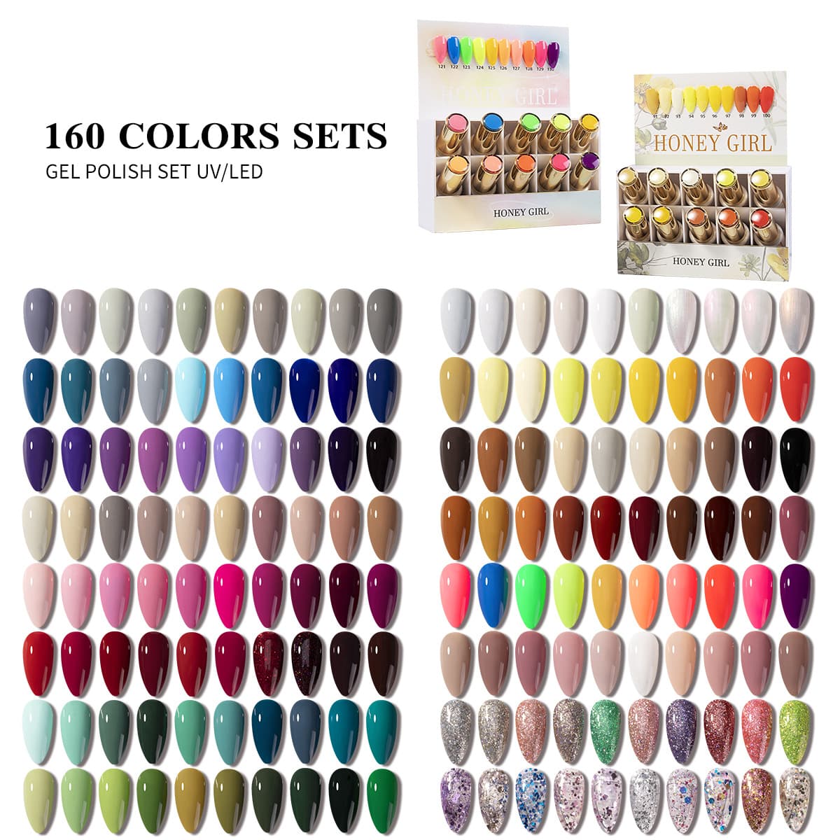 Salon-grade 160-color gel polish set, trendy colors, cross-border wholesale, solid color mini set, HONEY GIRL