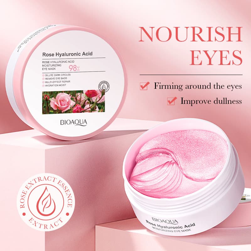 BIOAOUA Rose Hyaluronic Acid Moisturizing Eye Mask Hydrating Eye Mask for Eye Area Cross-border Wholesale