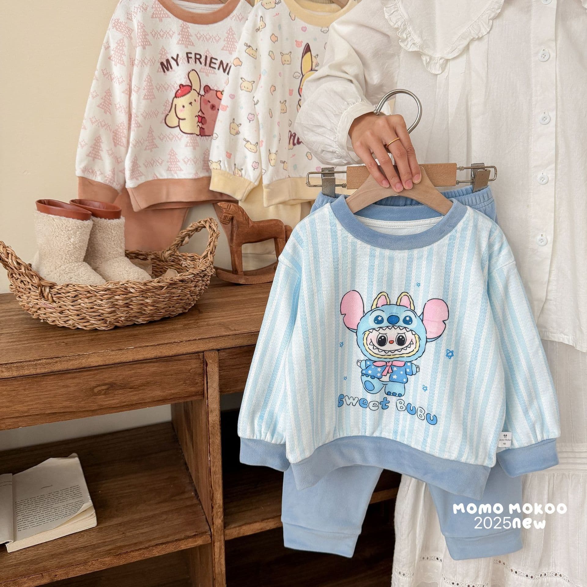 [Island Fleece] Soft and Warm Pajama Set 100-170, Fall/Winter Fuzzy Loungewear for Kids and Family Matching Sleepwear