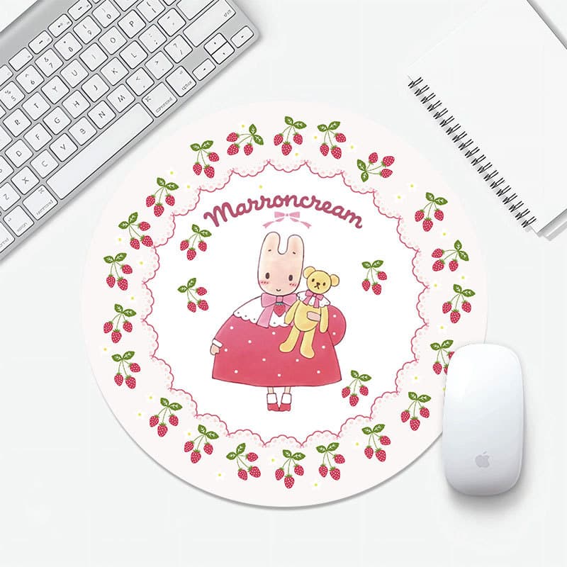 Small MARRON CREAM Mouse Pad Round Jasmine Rabbit Office Study Desk Pad High Appearance Anti-Slip Wrist Rest
