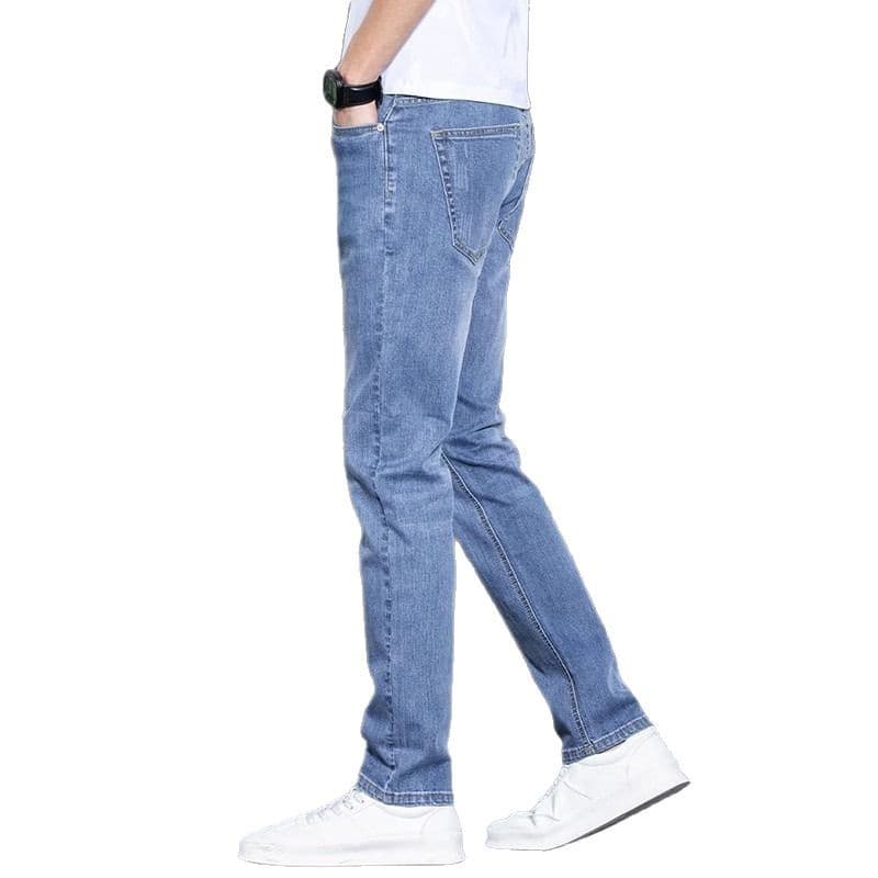 2025 Summer New Slim Fit Straight Leg Jeans, Fashionable Men's Jeans, Light Color, Casual Long Pants