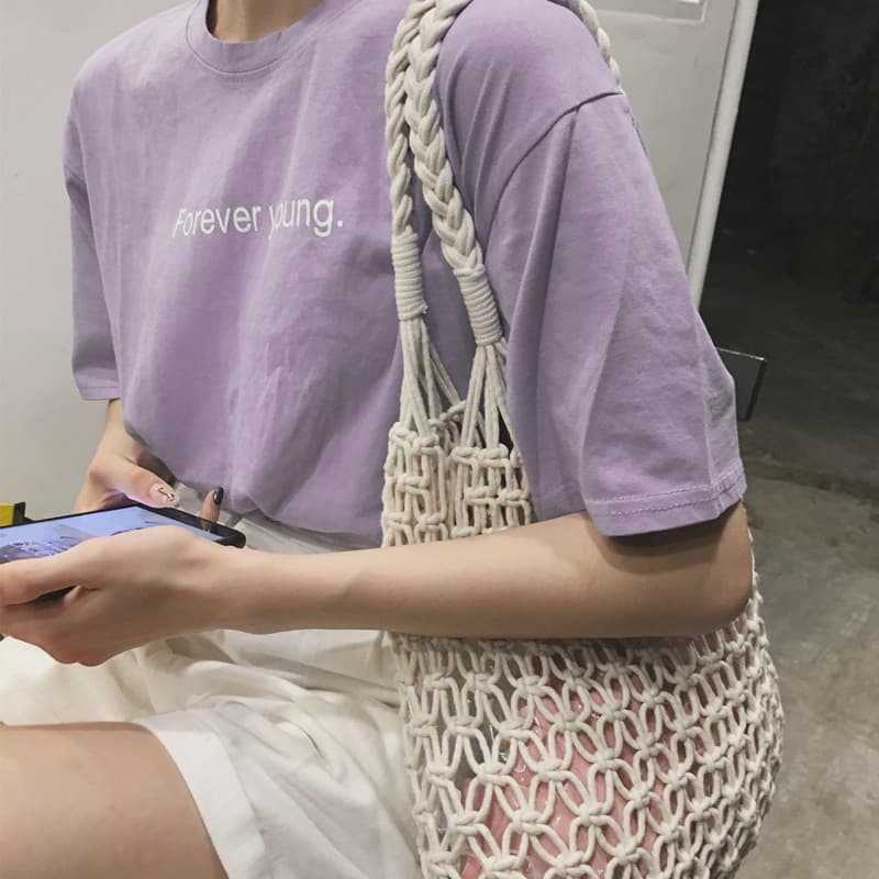 Korean Letter Print Loose Short Sleeve T-Shirt Women Summer 2026 Casual Student Top