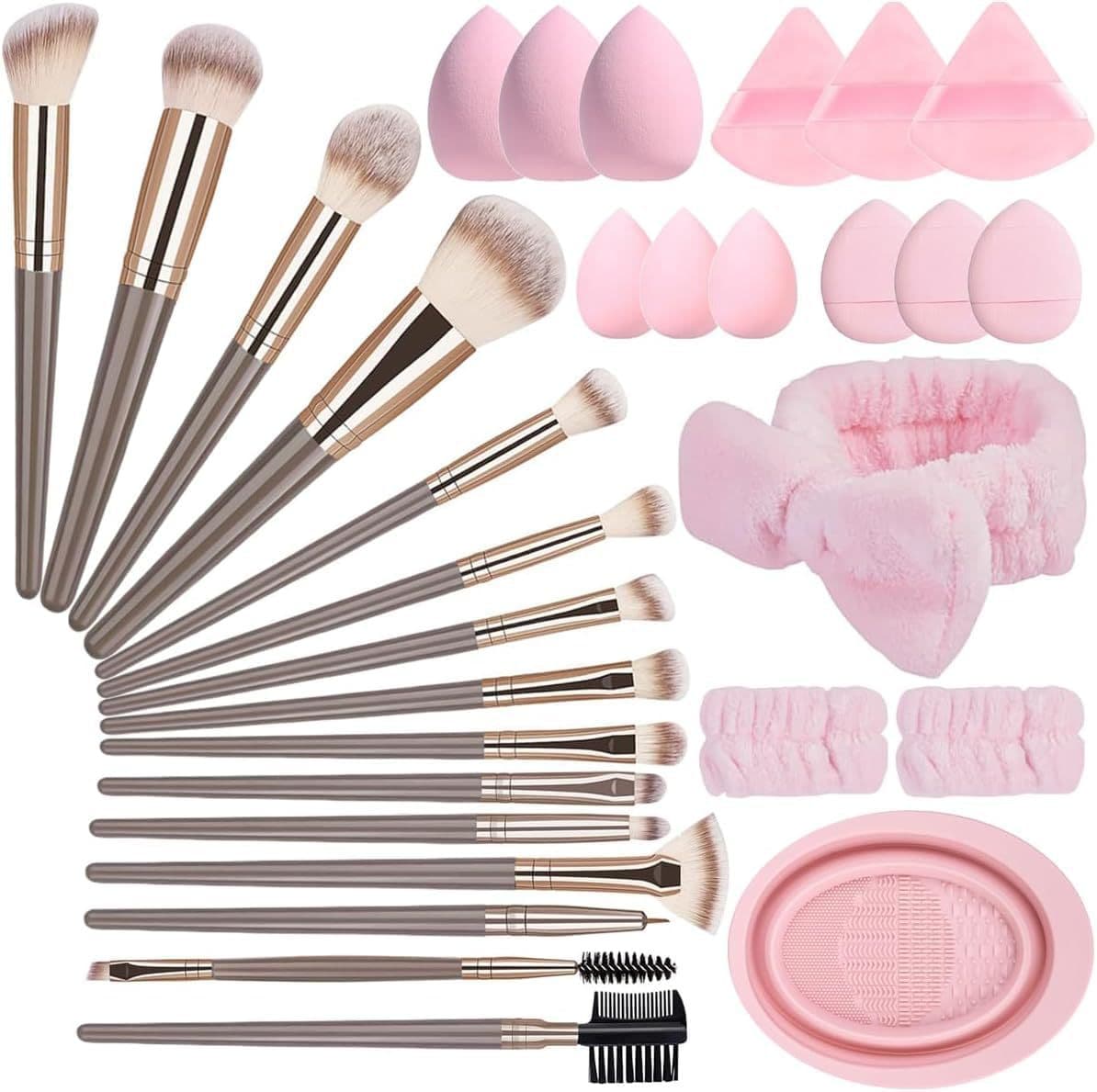 Cross-border popular makeup brush set, 31 pieces, beauty sponge, powder puff, super soft eyeshadow brush, foundation brush, wholesale makeup.
