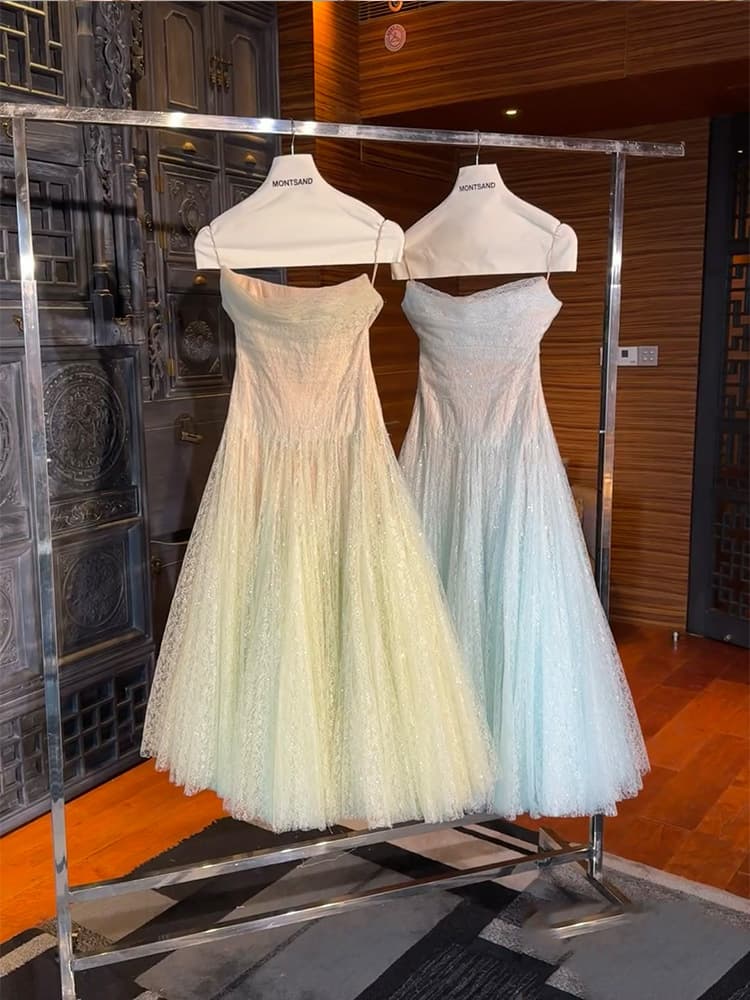 Elegant Fairy Dress with Mesh and Corset Boning, Long Gown for Wedding Morning Robe