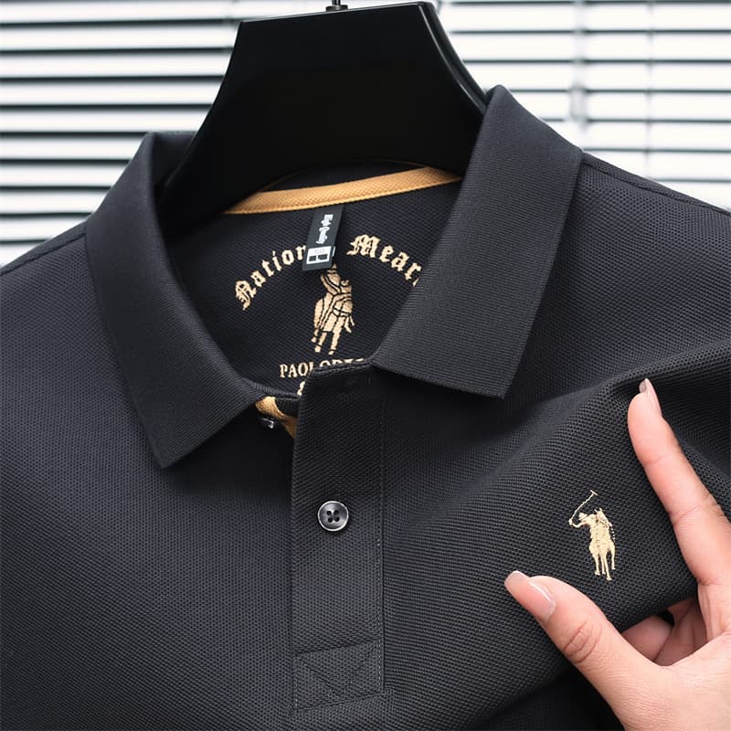 2025 New Summer Casual Men's T-Shirt Short-Sleeved Embroidered Business Trendy Brand Lapel Breathable Cotton Poio Shirt for Men