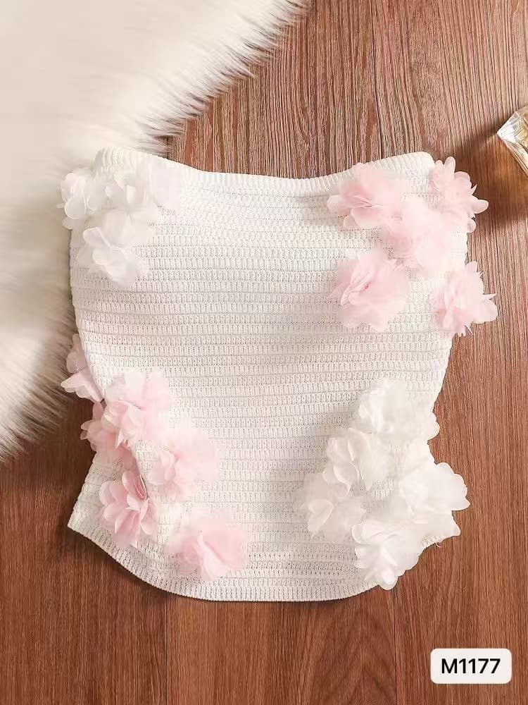Sexy 3D Flower Off-Shoulder Corset Camisole Top for Women Summer
